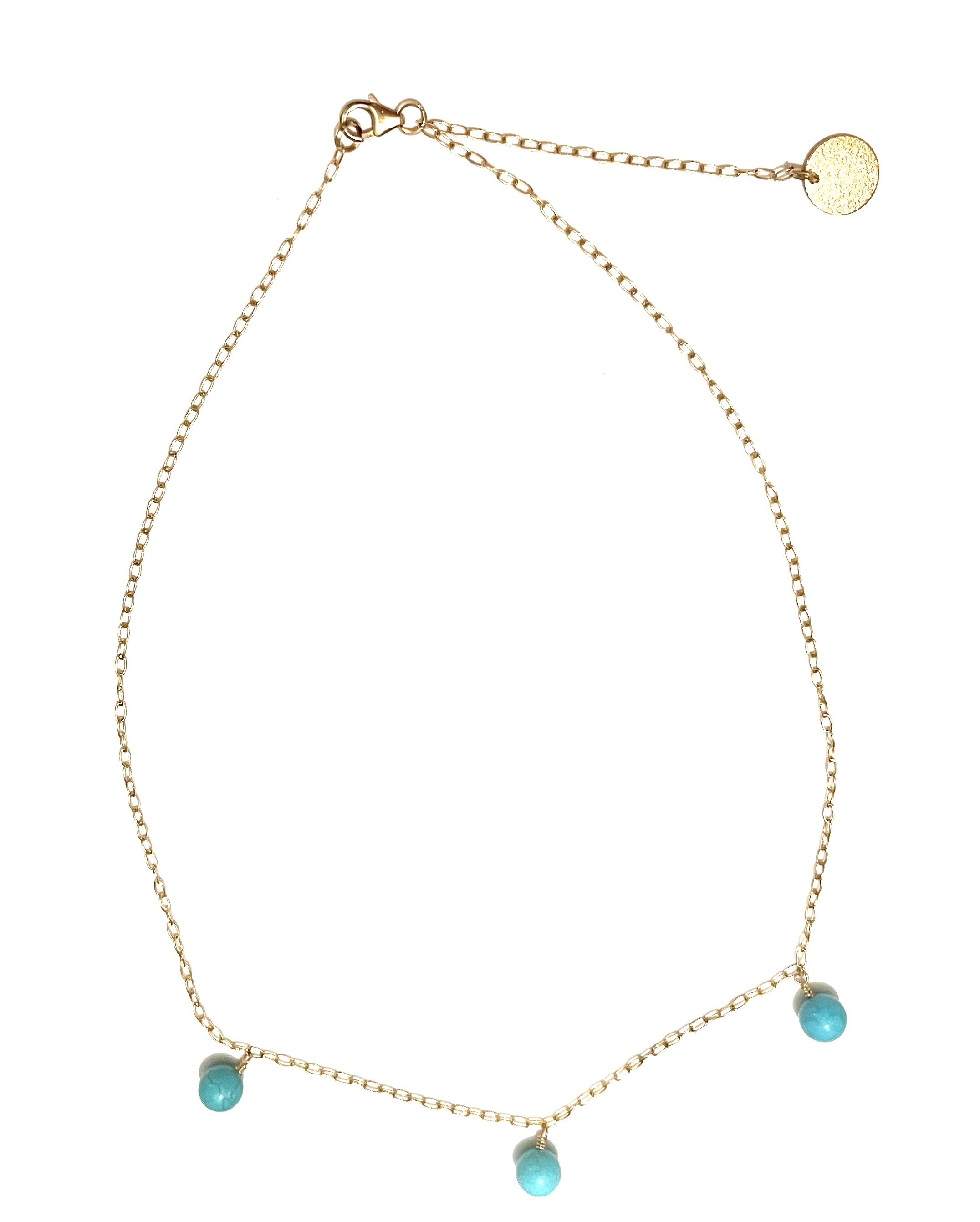 Halsband i gold-filled med turkoser
